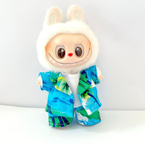 First Second and Third Generations 17 Centimeter Labubu Clothes for Beachwear on the Hawaiian Coast Beach Shorts Kids Clothes