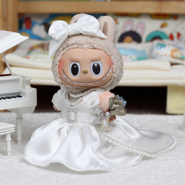 Factory Custom High Quality Romantic Labubu Accessories Doll Clothes Labubu Wedding Dress and Suit Doll Wedding Veil